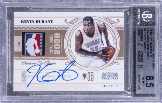 2010-11 Panini National Treasures #71 Kevin Durant Signed Logoman Patch Card (#1/1) - BGS NM-MT+ 8.5/BGS 10
